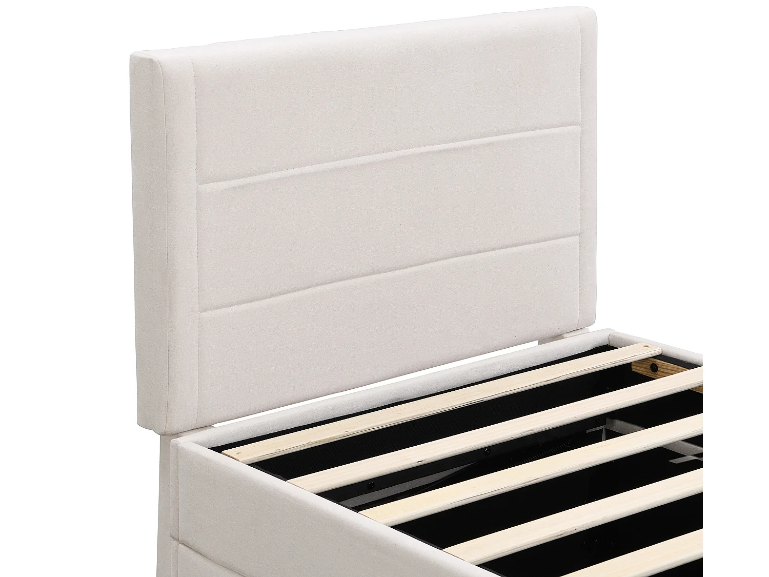 Opbergbed met lattenbodem - 90x200 cm - linnen stof - Beige