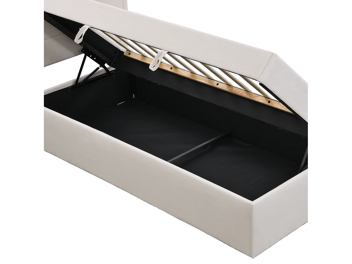 Opbergbed met lattenbodem - 90x200 cm - linnen stof - Beige