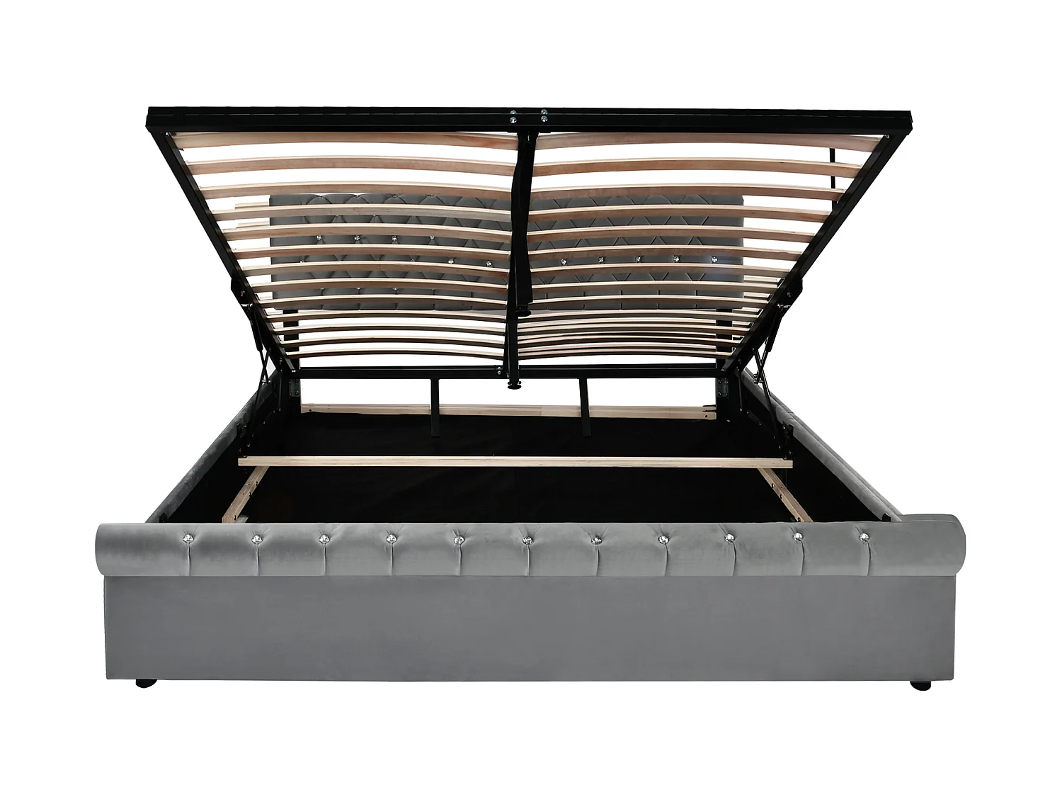 Lit coffre rembourré 180x200cm - tissu en velours - tête de lit réglable - Gris