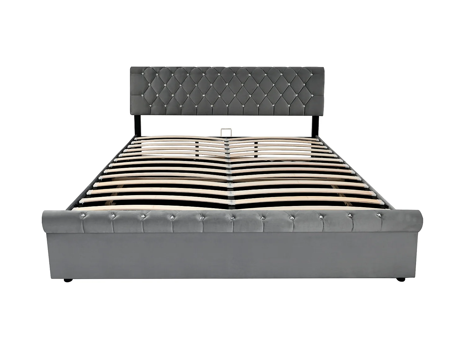 Lit coffre rembourré 180x200cm - tissu en velours - tête de lit réglable - Gris