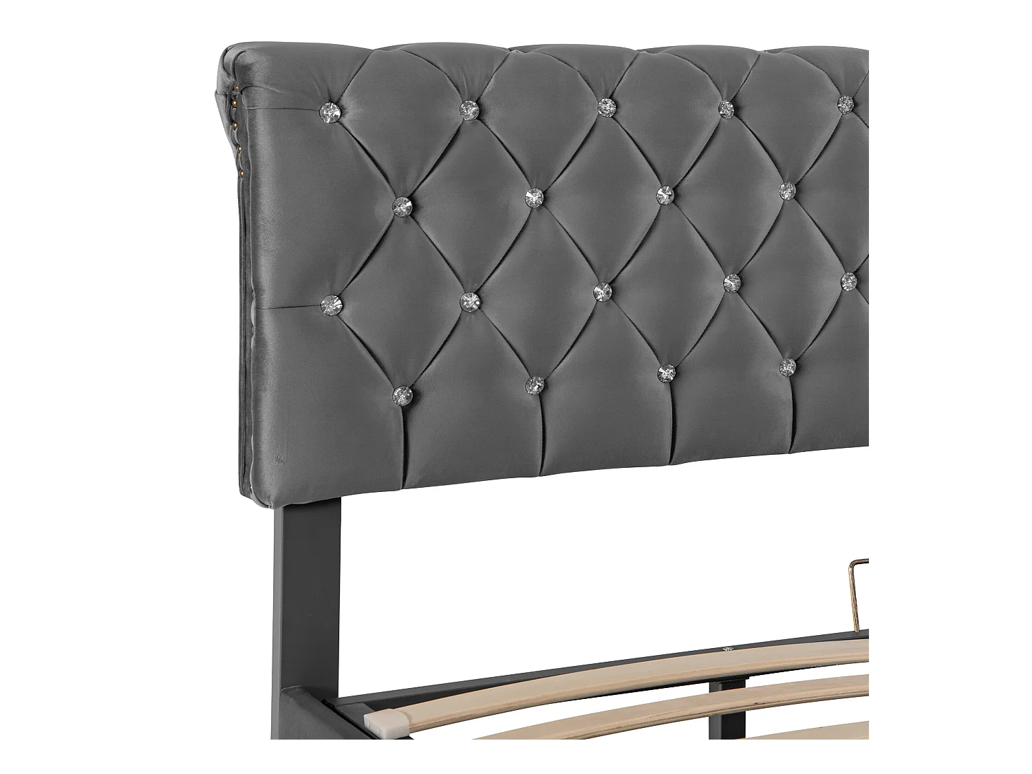 Lit coffre rembourré 180x200cm - tissu en velours - tête de lit réglable - Gris