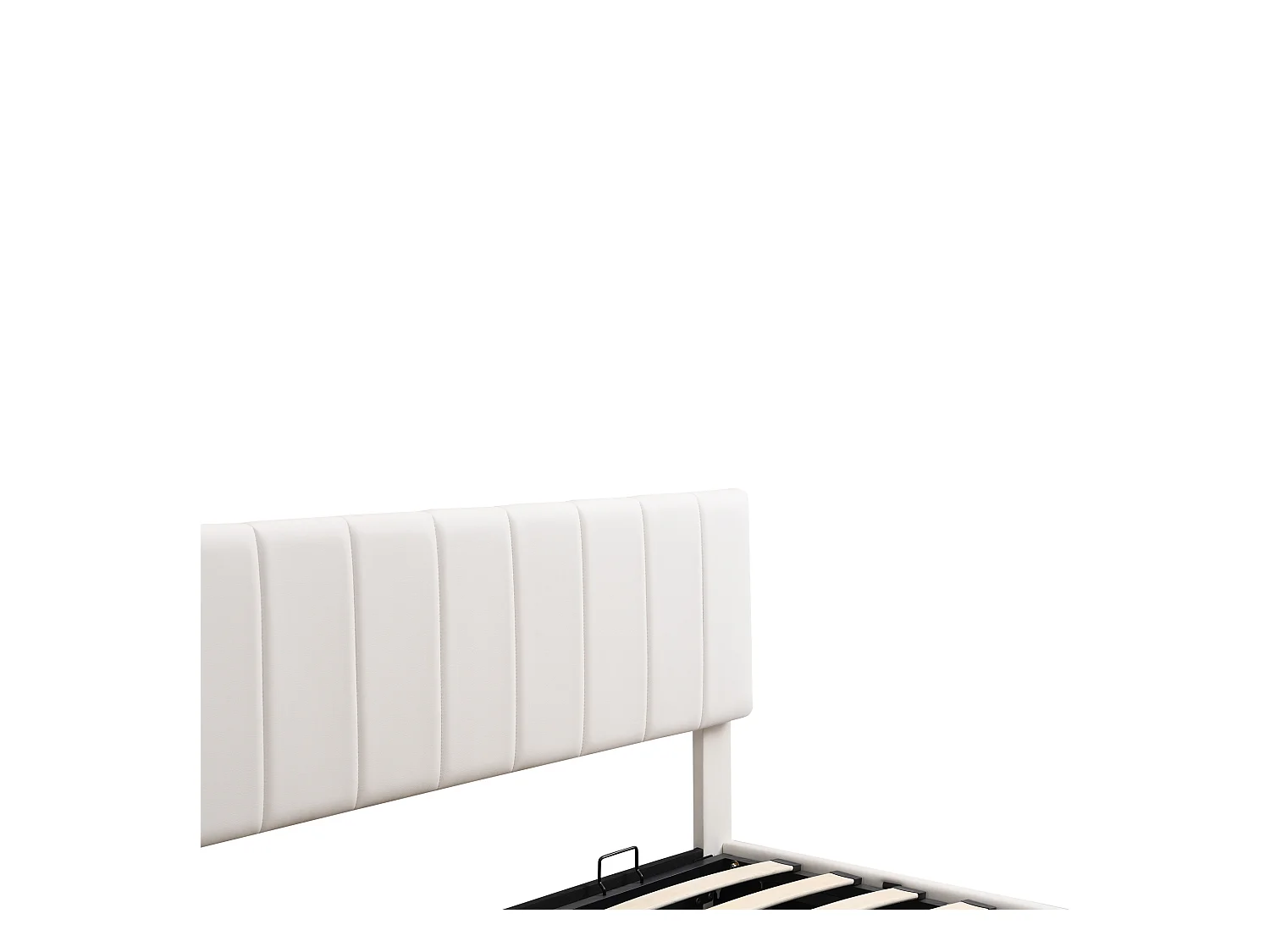 Lit coffre en similicuir avec LED + sommier à lattes + tête de lit réglable - 160x200cm - Blanc