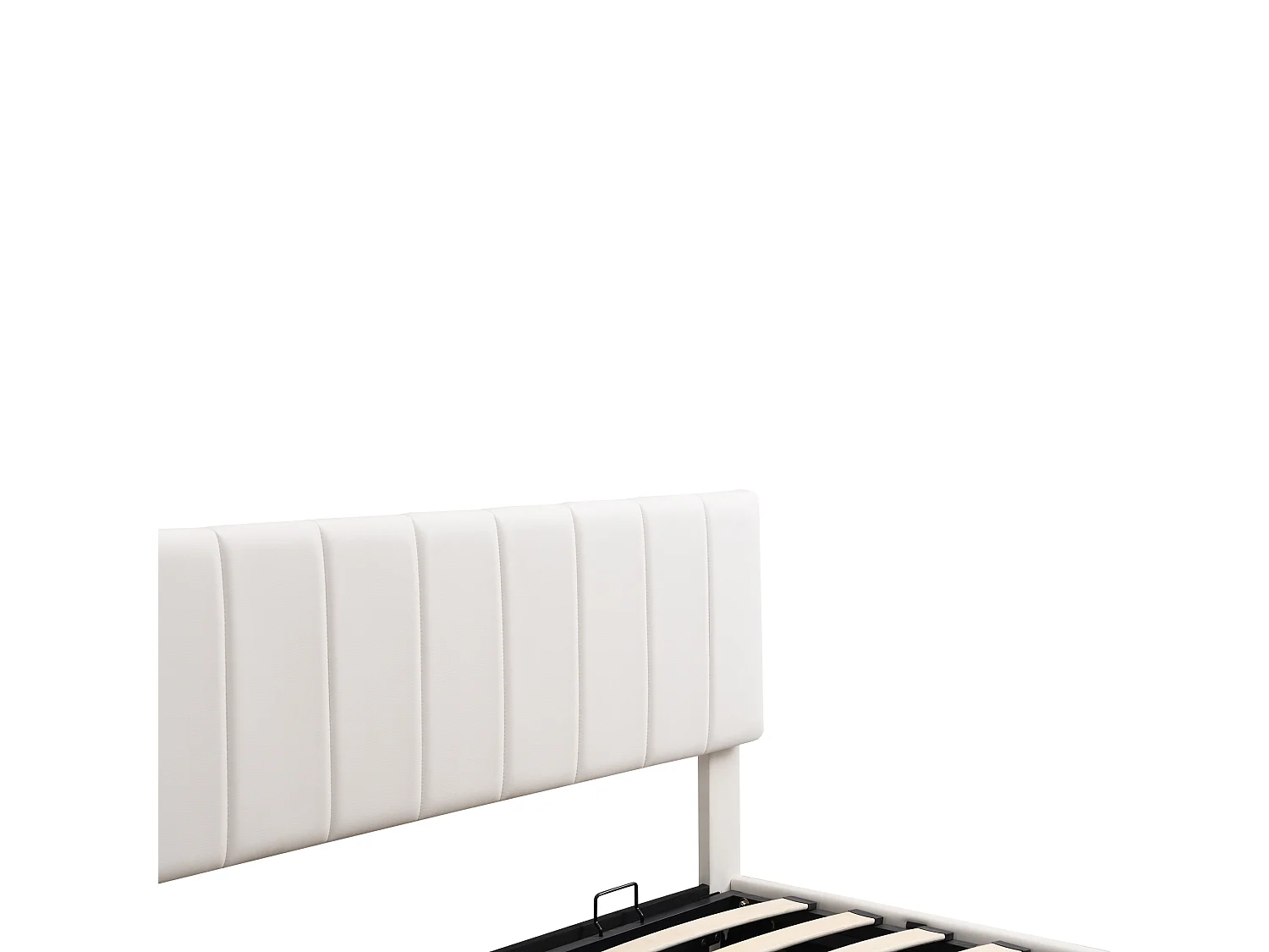 Lit coffre en similicuir avec LED + sommier à lattes + tête de lit réglable - 160x200cm - Blanc