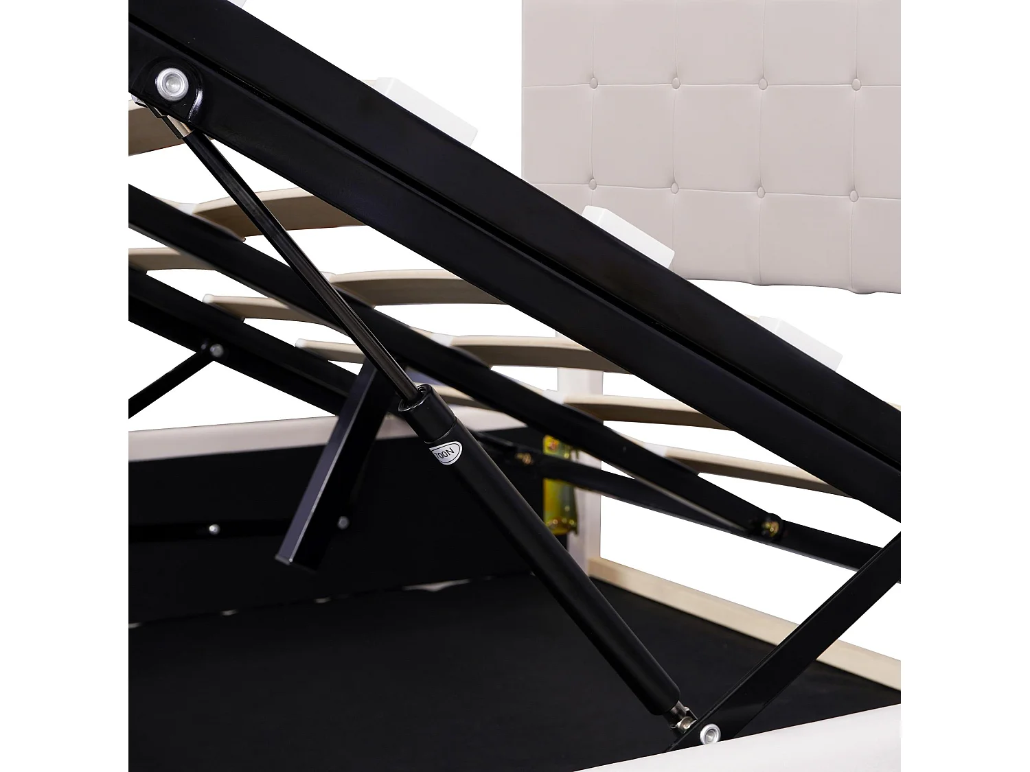 Lit coffre rembourré - 140x200cm - tissu en velours - tête réglable à motif bloc - Crème