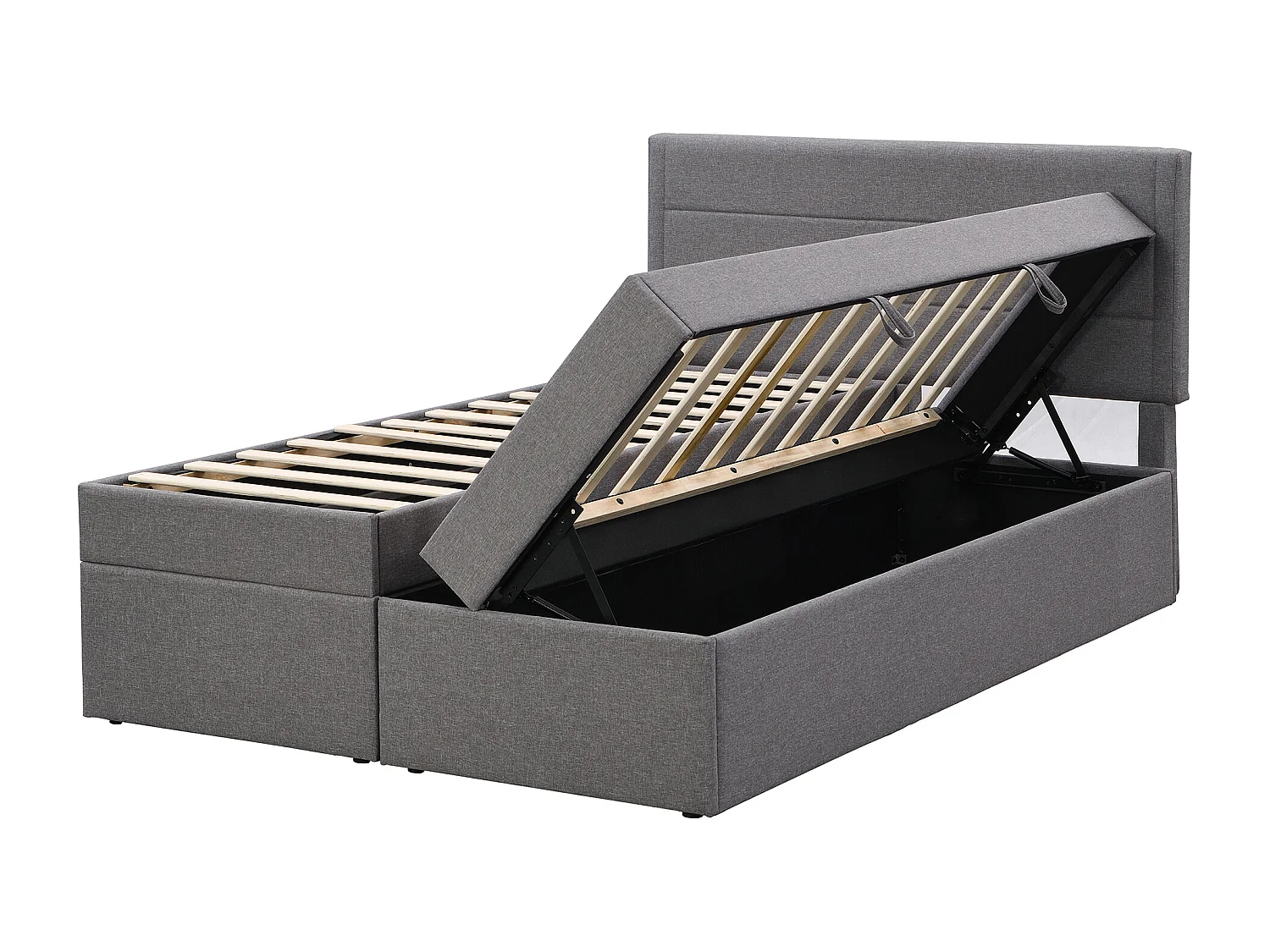 Opbergbed met lattenbodem - 140x200 cm - linnen stof - Grijs