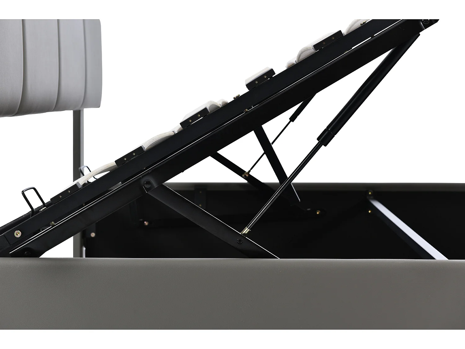 Gestoffeerd opbergbed 140x200 cm met LED verlichting - in kunstleer - Grijs