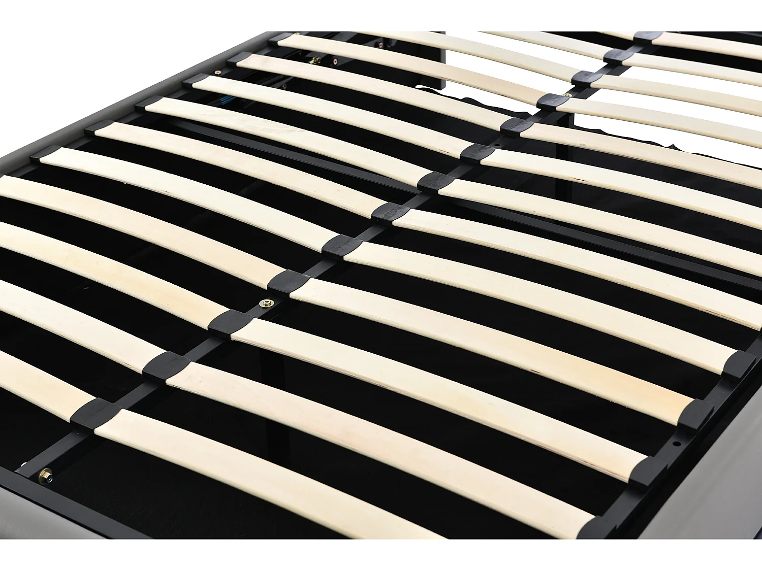 Gestoffeerd opbergbed 140x200 cm met LED verlichting - in kunstleer - Grijs