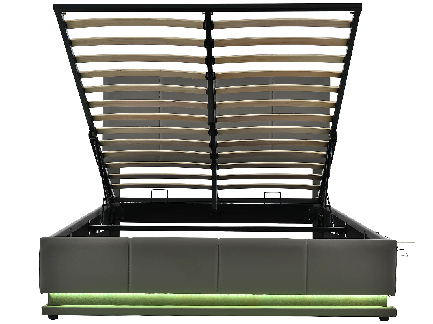 Gestoffeerd opbergbed 140x200 cm met LED verlichting - in kunstleer - Grijs