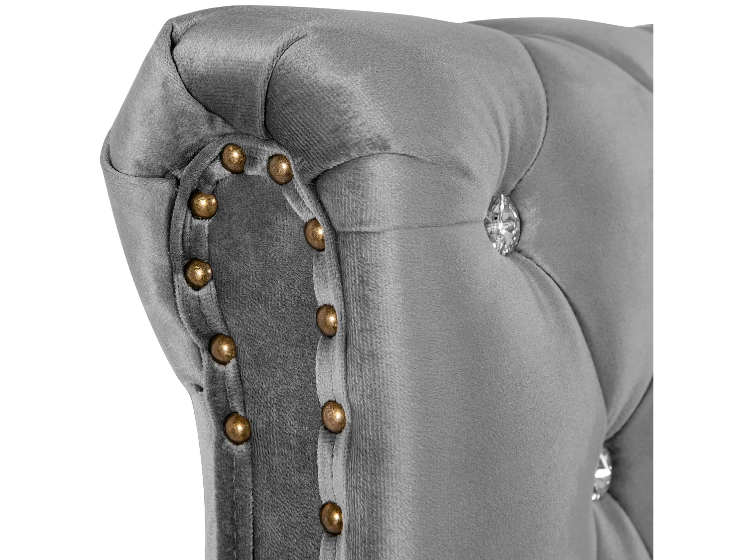 Gepolstertes Stauraumbett 140 x 200 cm – Samtstoff – verstellbares Kopfteil – Grau