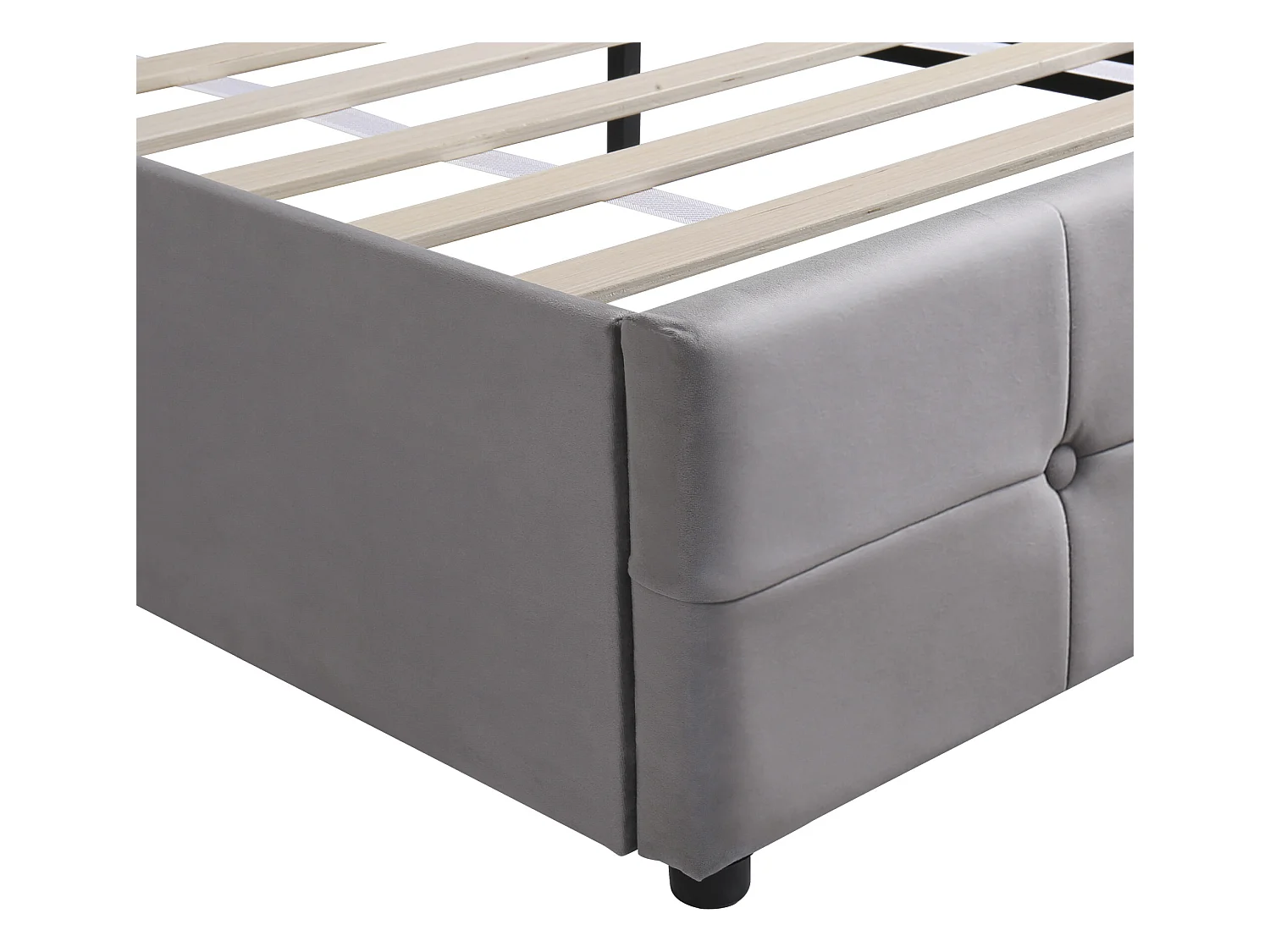 Lit coffre rembourré - 140x200cm - tissu en velours - tête réglable à motif bloc - Gris