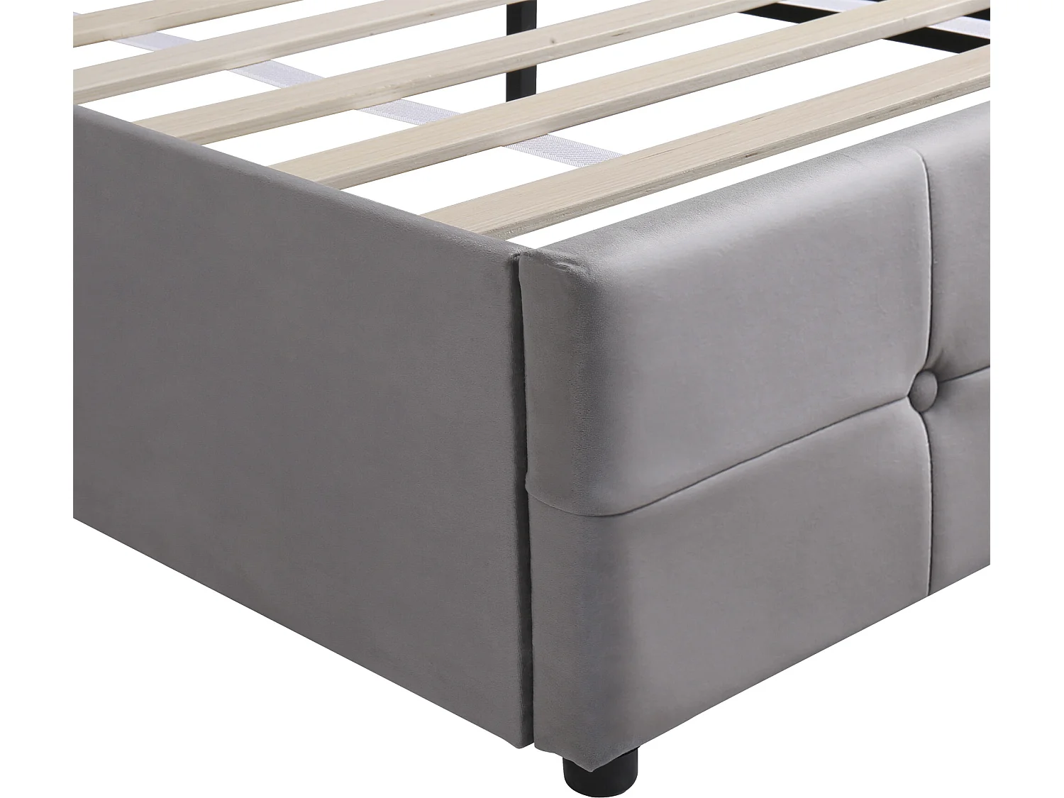 Lit coffre rembourré - 140x200cm - tissu en velours - tête réglable à motif bloc - Gris