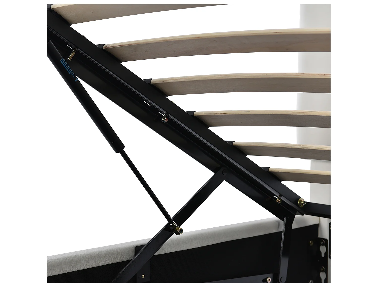 Gestoffeerd opbergbed 140x200 cm met LED verlichting - in kunstleer - Wit