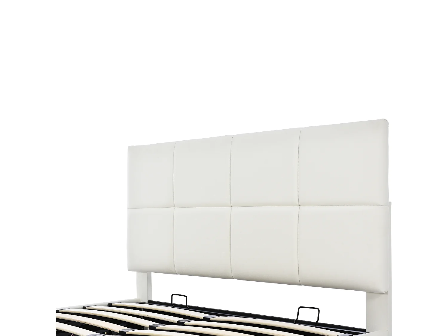 Gestoffeerd opbergbed 140x200 cm met LED verlichting - in kunstleer - Wit
