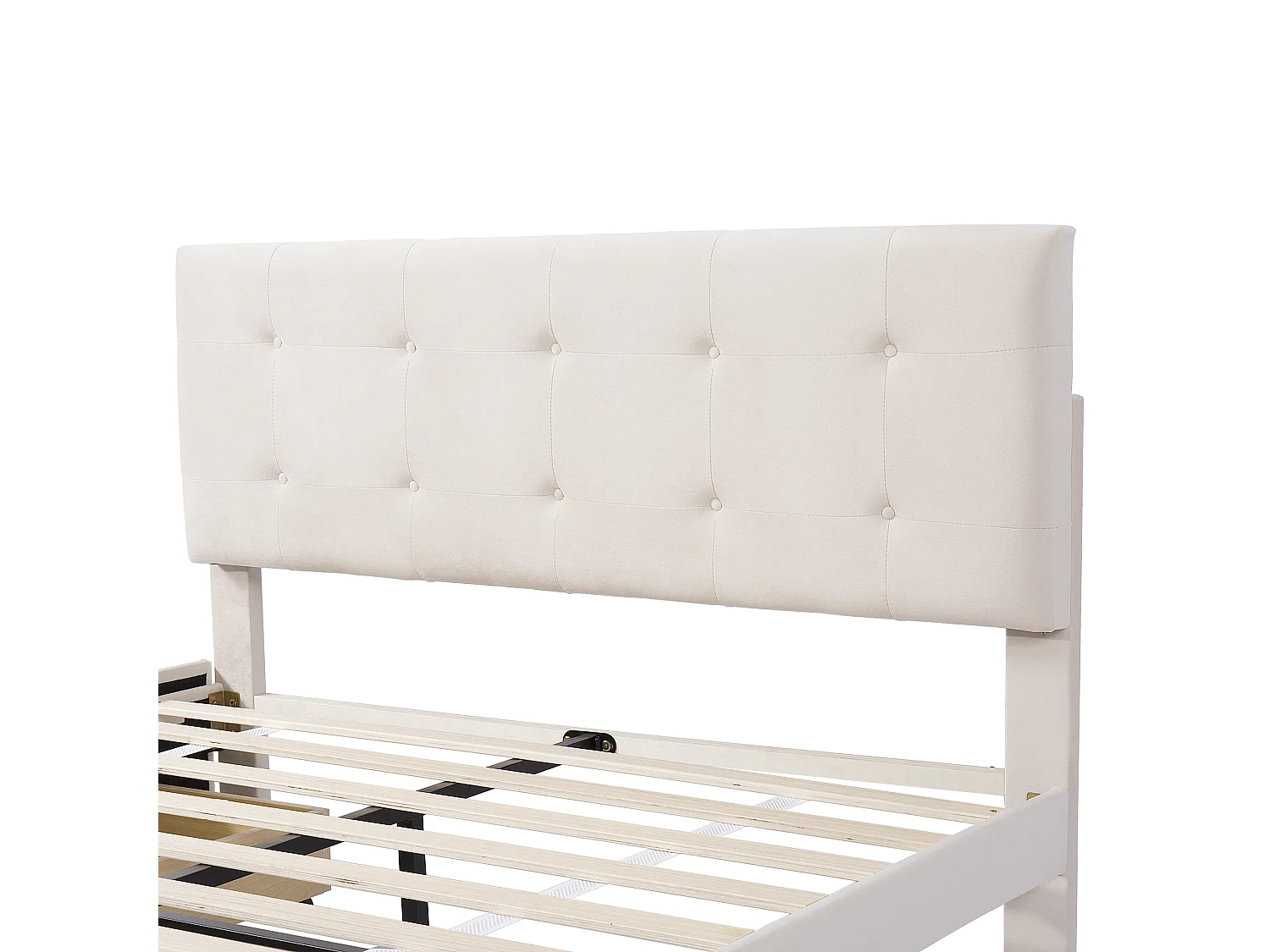 Doppelbett mit Samtbezug – 140 x 200 cm – mit 4 Schubladen und Lattenrost – Beige