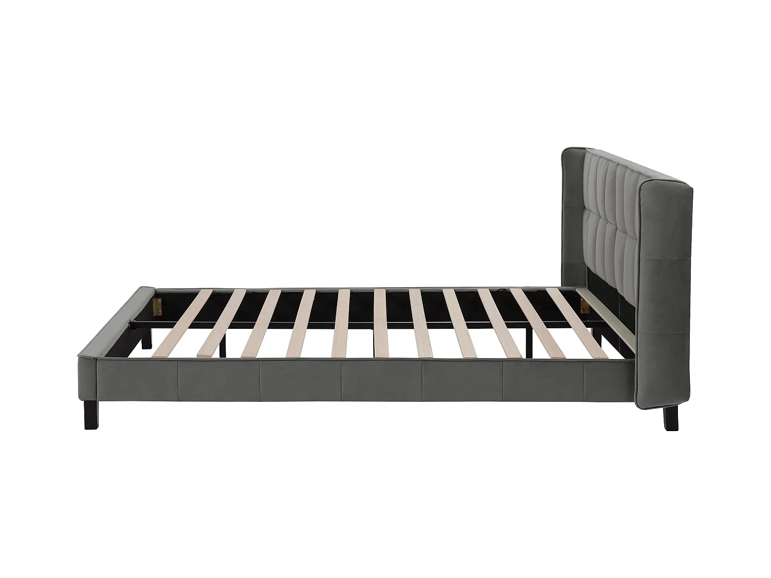 Doppelbett mit Samtbezug – 180 x 200 cm – mit Lattenrost – Grau