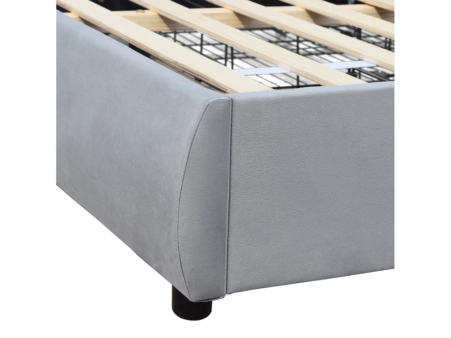 Lit rembourré 180x200cm en velours - avec 4 tiroirs - Gris