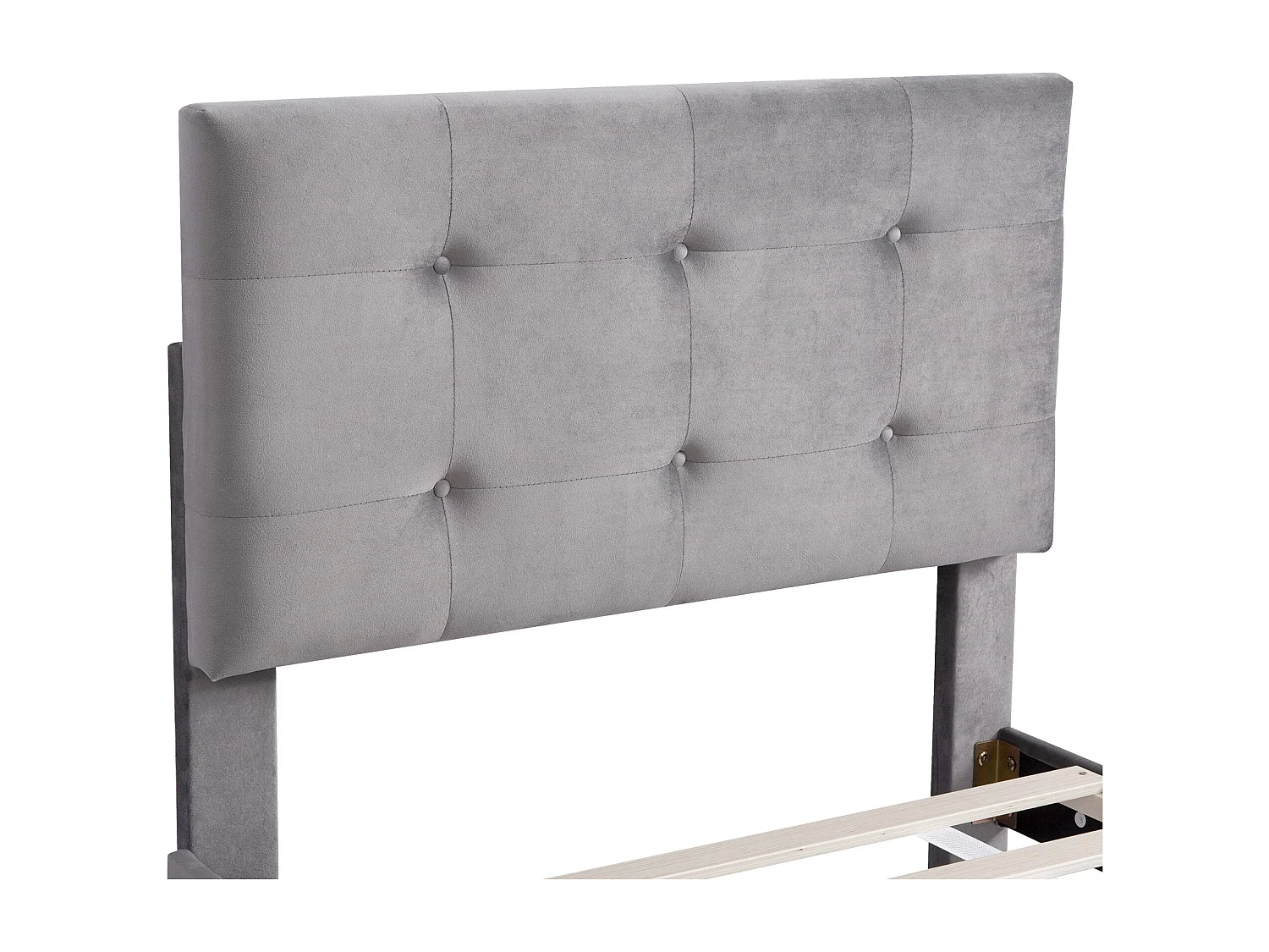 Letto imbottito in velluto 90x200 cm - letto singolo con 2 cassetti e rete a doghe - Grigio
