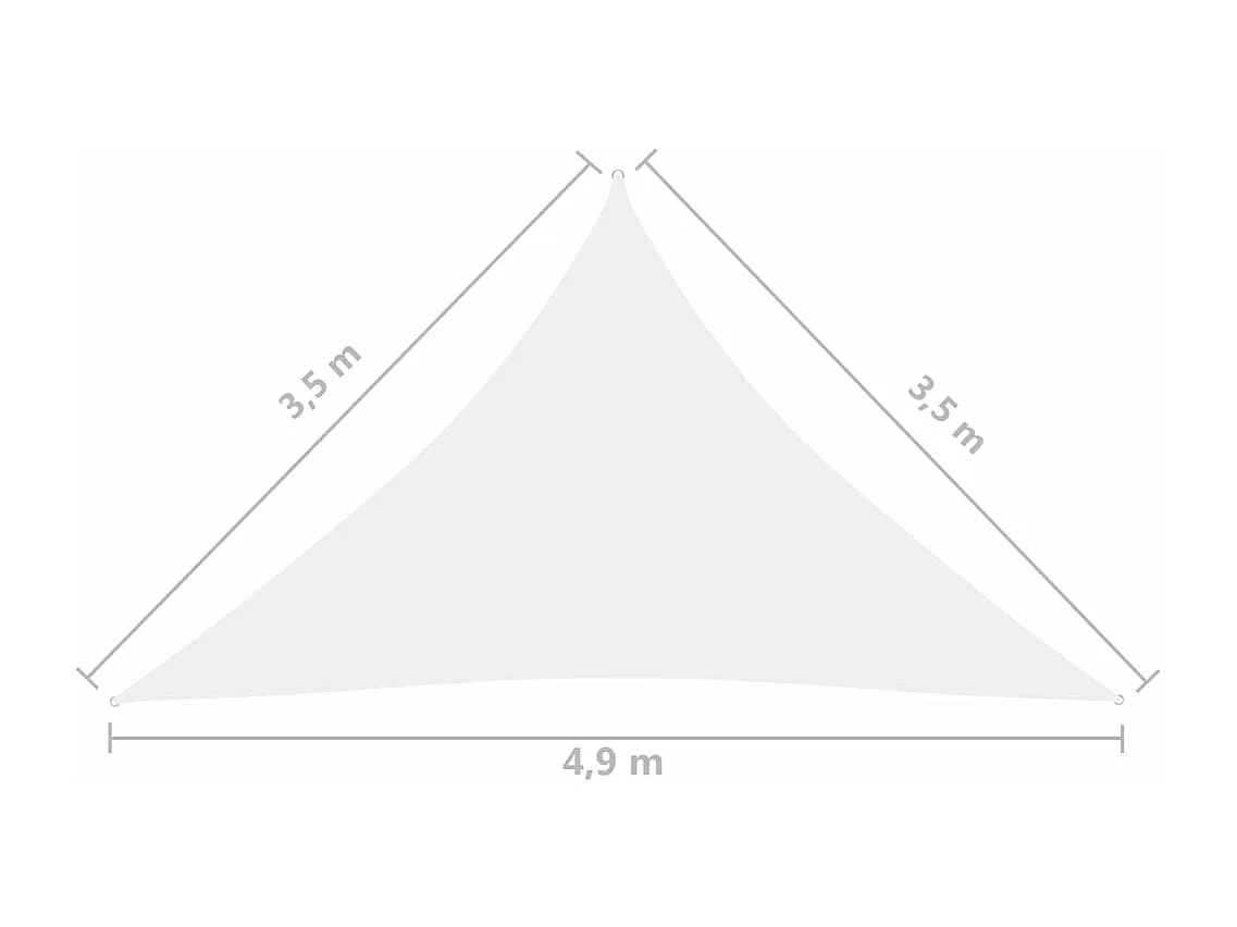 Toldo tipo vela parasol triangular tejido Oxford 3,5 x 3,5 x 4,9 m blanco 02_0009805