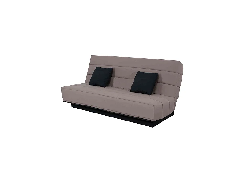 Banquette clic-clac unie avec housse taupe + 2 coussins - CC10003