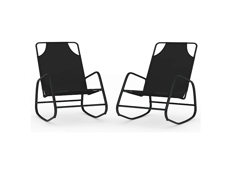 Espreguiçadeiras de balanço 2 peças aço preto e textilene 02_0011973