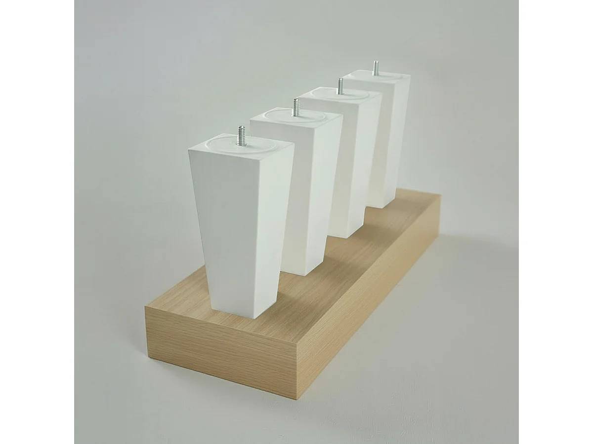 BELLECOUR LITERIE | Pied de lit triangulaire Blanc Hauteur 16 cm (vendu à l'unité)