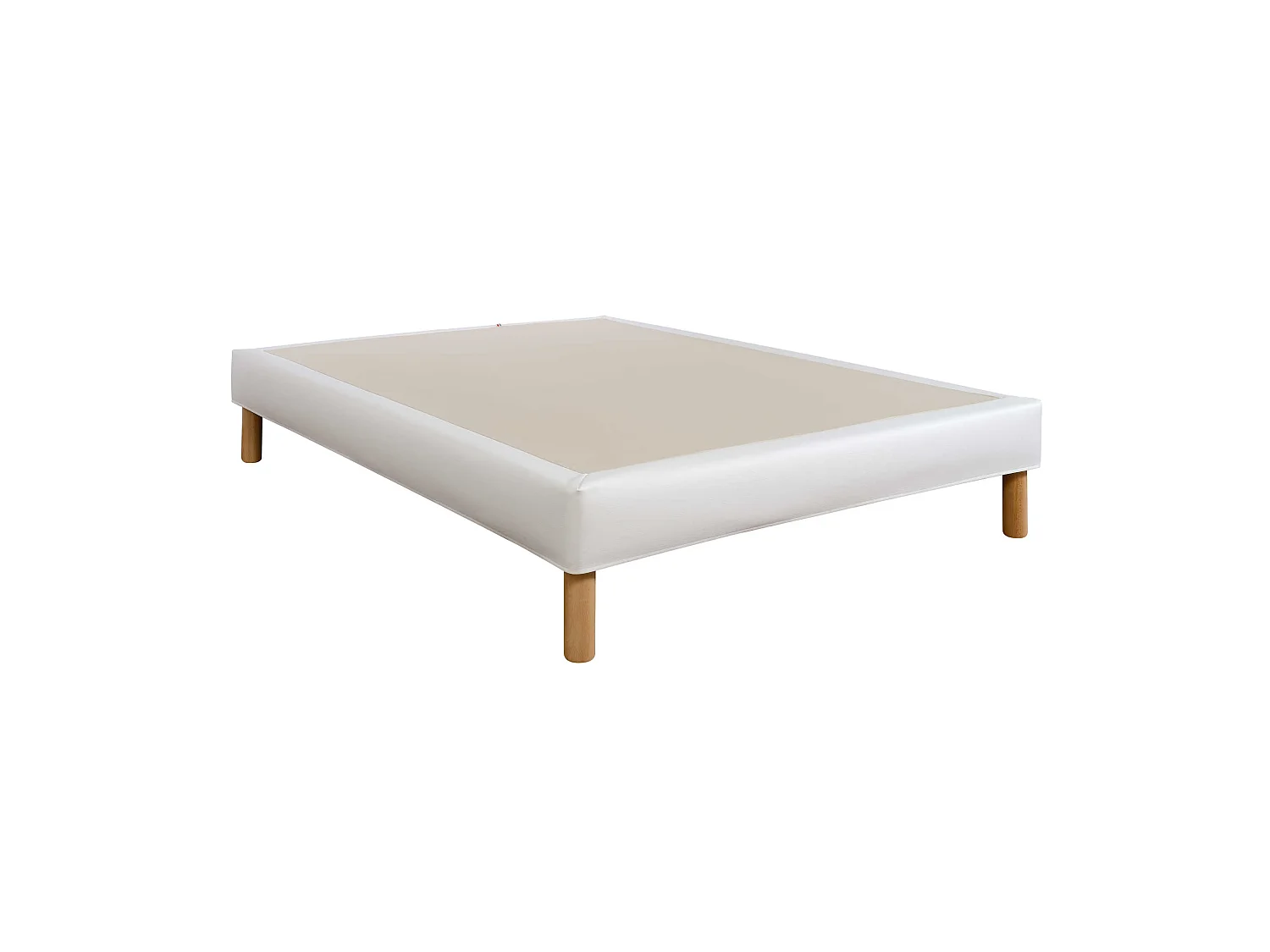 Cache-sommier intégral simili cuir neige 160x200