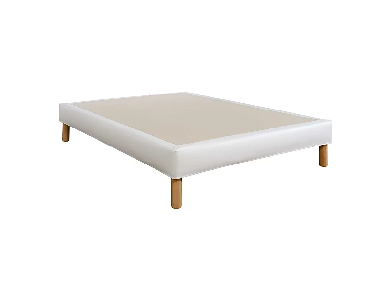 Cache-sommier intégral simili cuir neige 160x200
