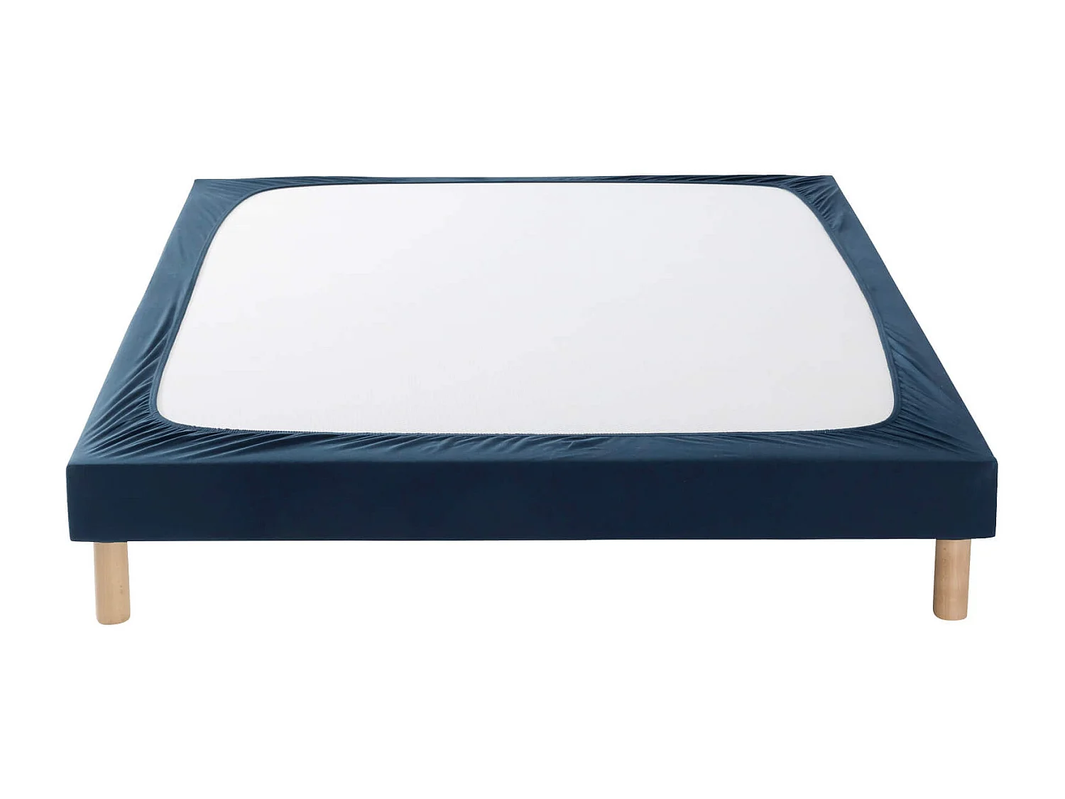 Cache-sommier coton jersey bleu marine 160x190 à 180x200