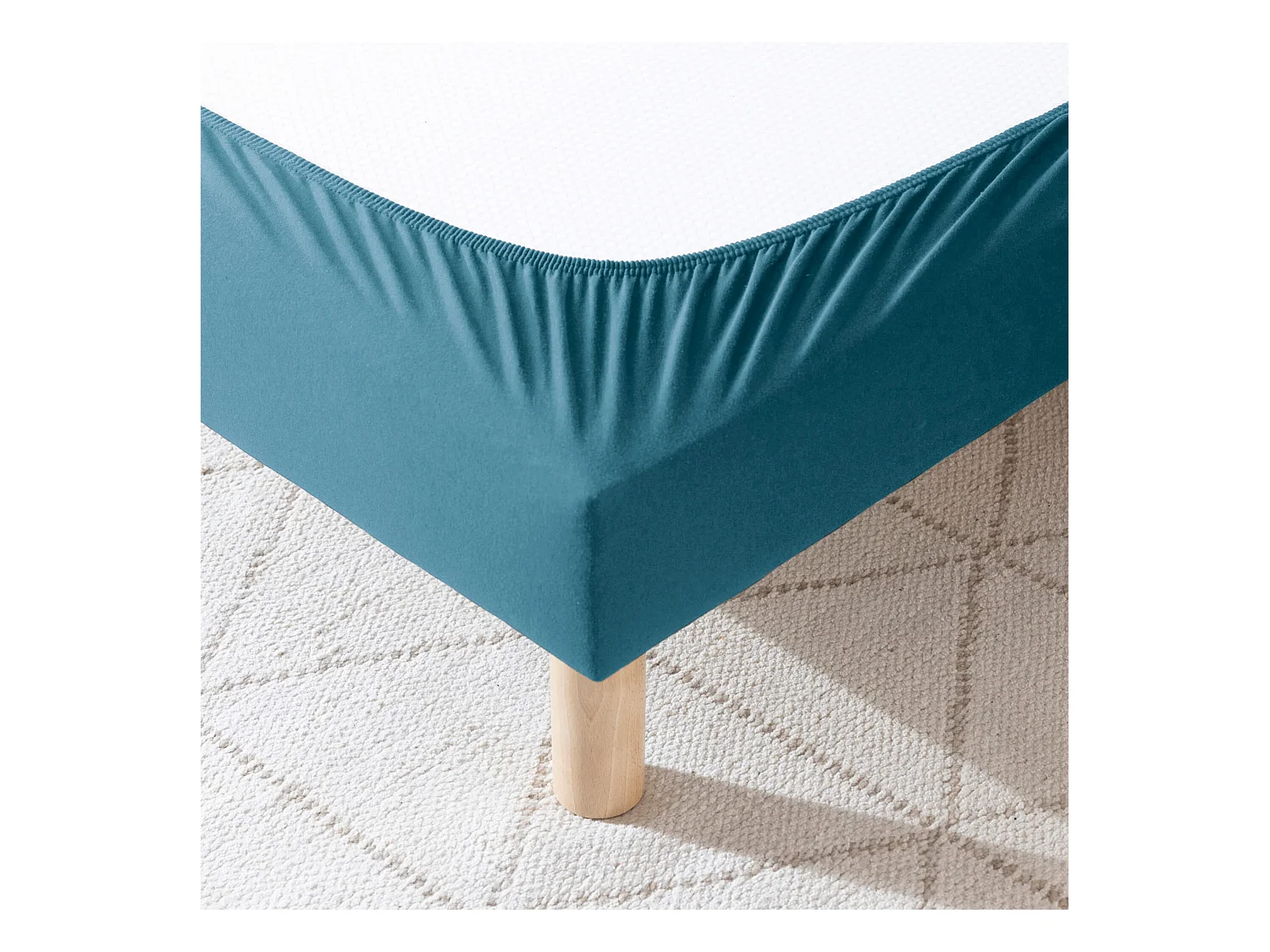 Cache-sommier coton jersey bleu océan 150x190