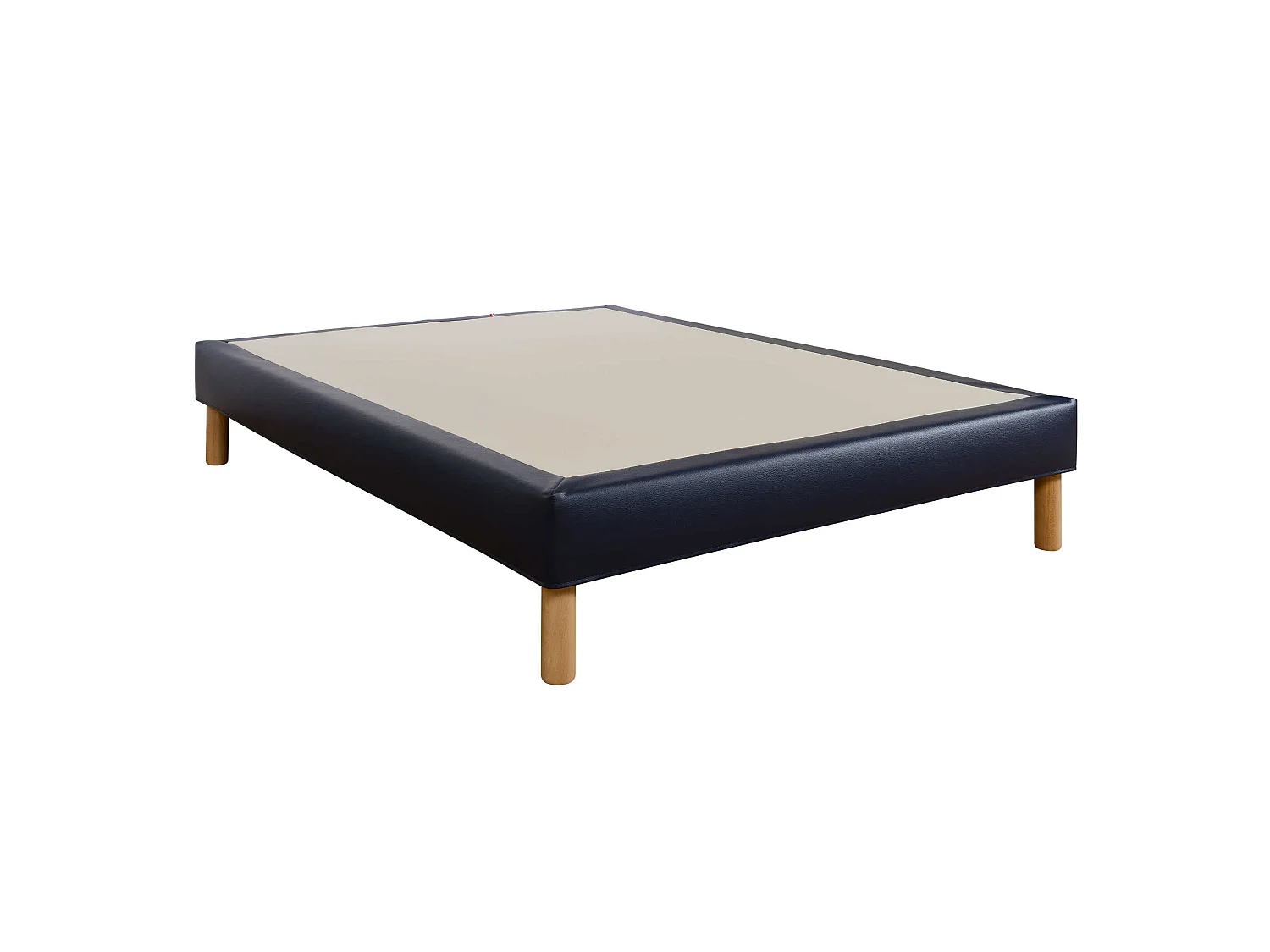 Cache-sommier intégral simili cuir bleu marine 200x200