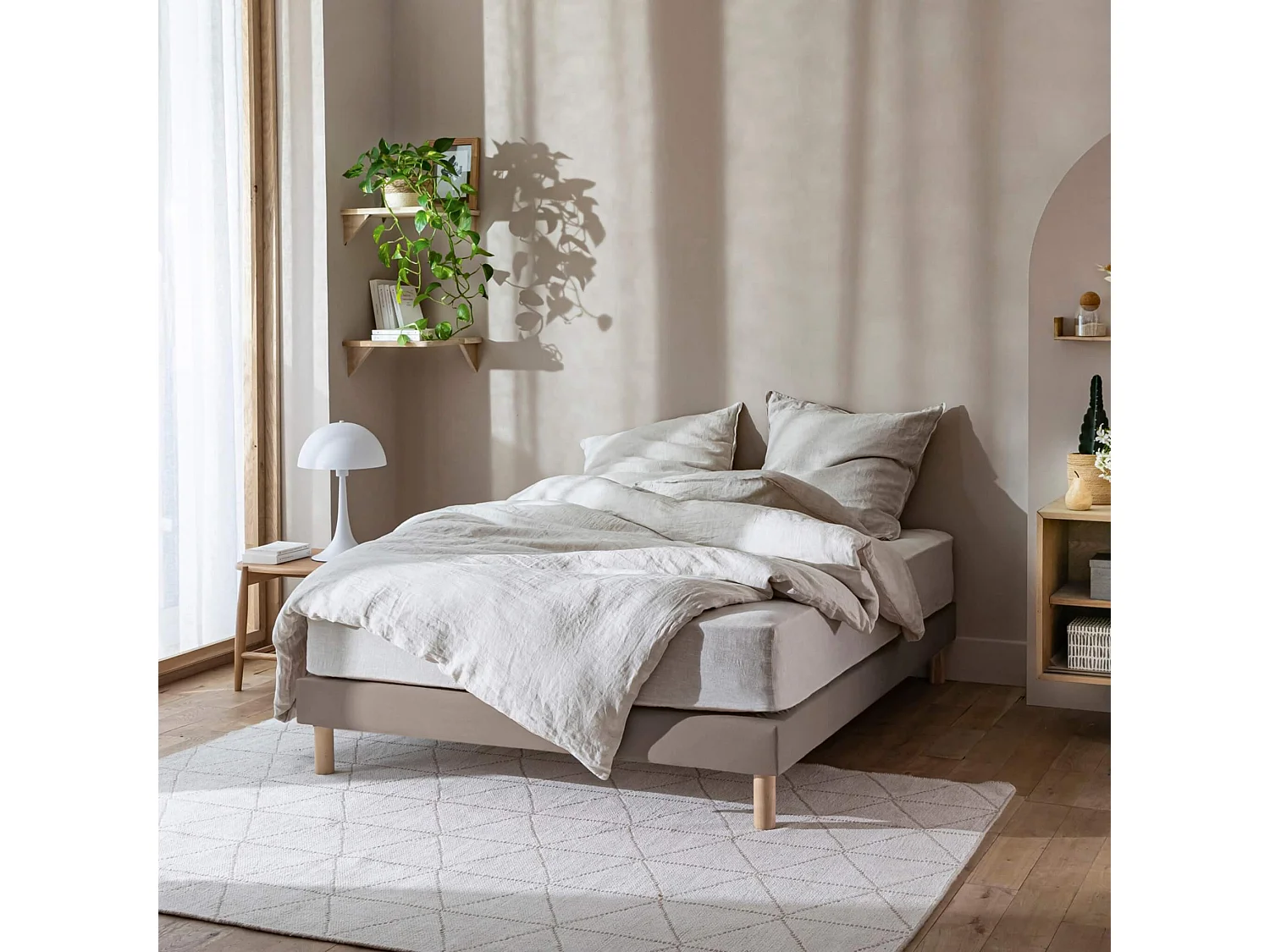 Cache-sommier coton jersey taupe 160x190 à 180x200