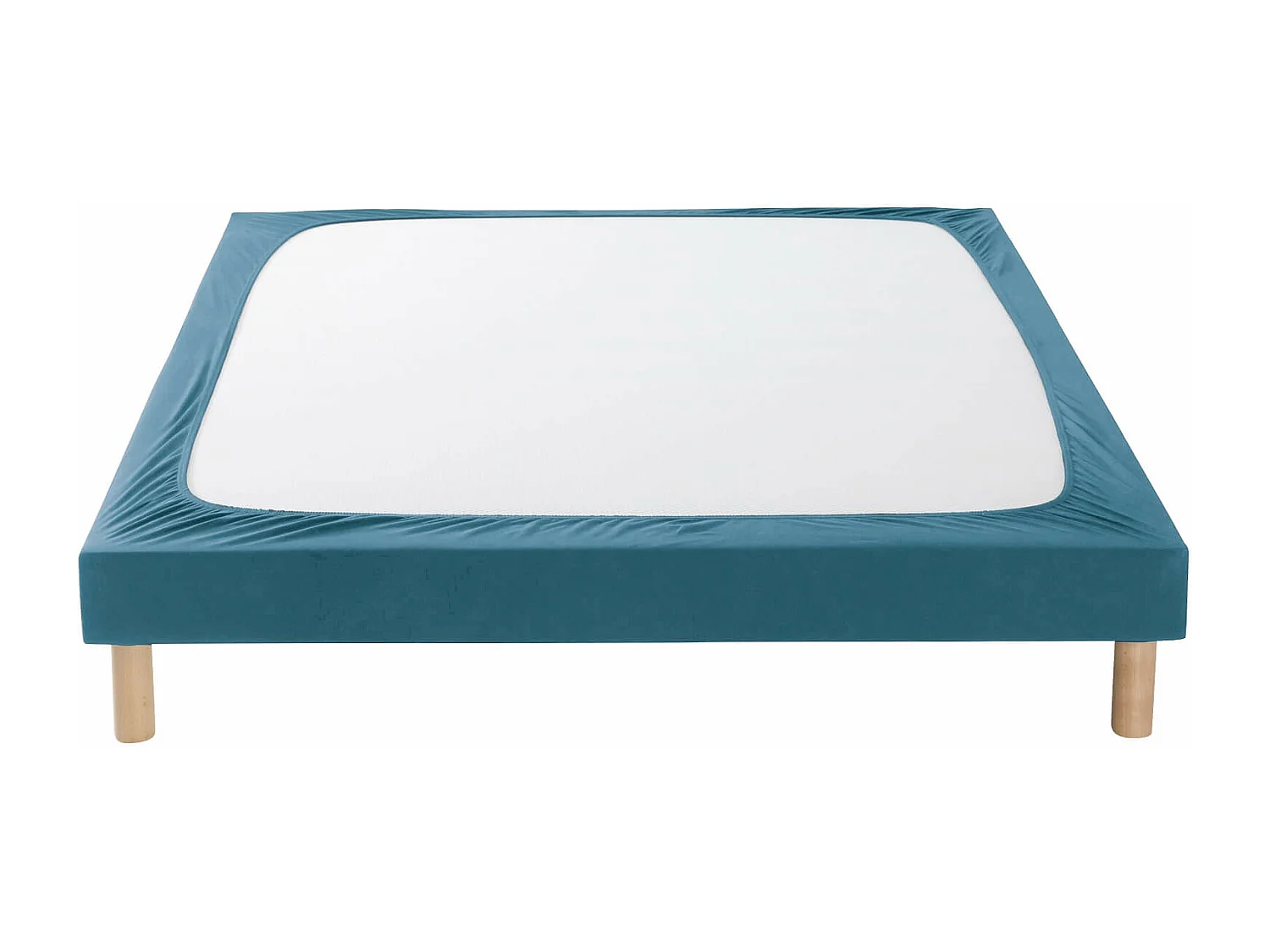 Cache-sommier coton jersey bleu océan 70x190 à 80x200