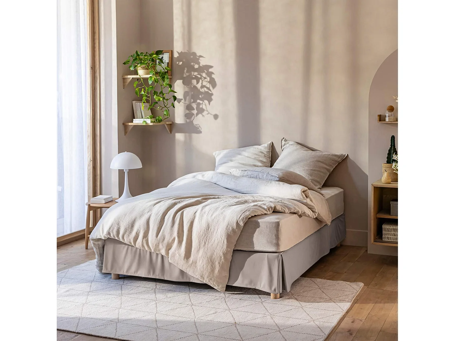 Cache-sommier intégral taupe 90x190