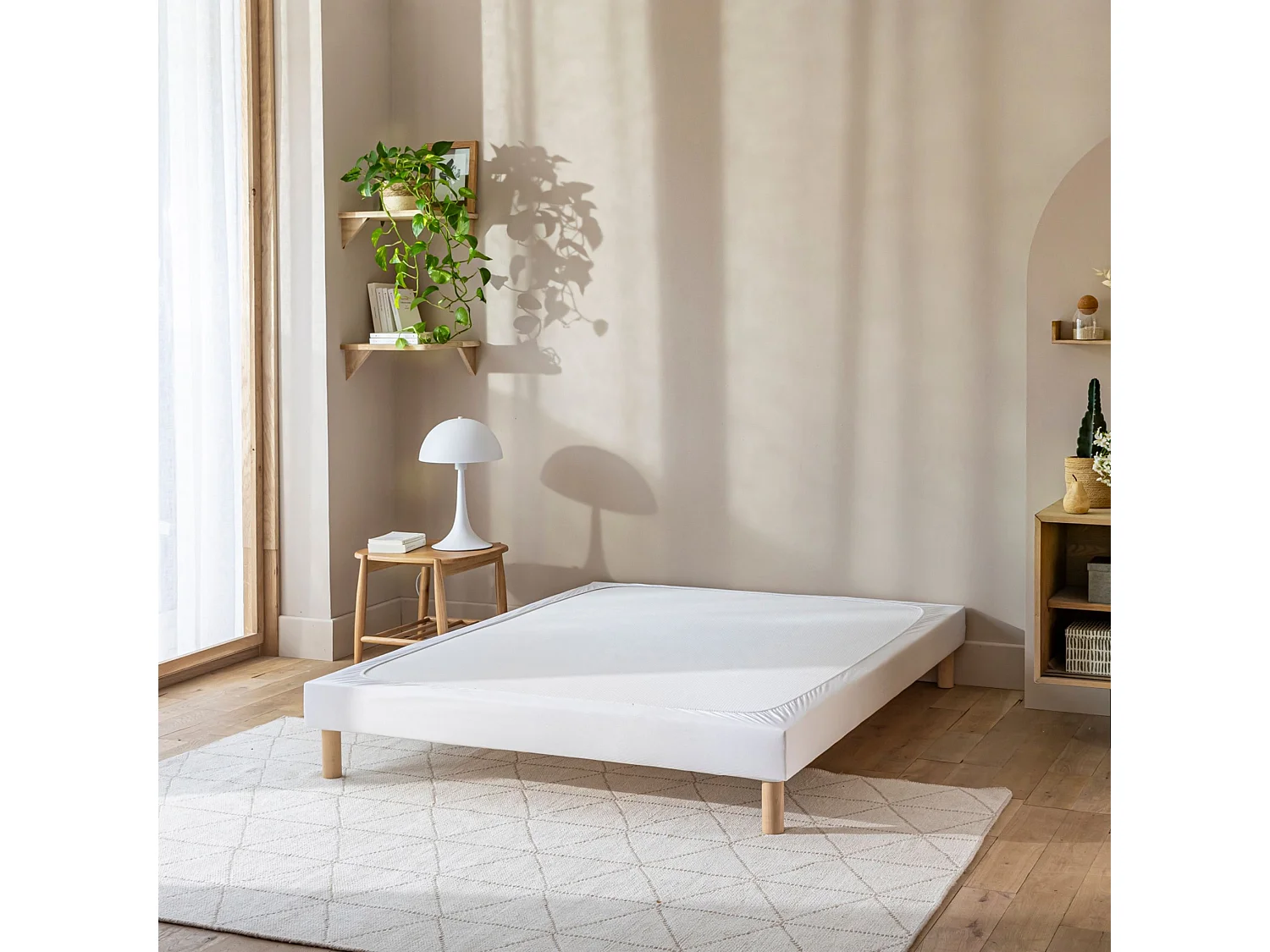 Cache-sommier coton jersey blanc 150x200