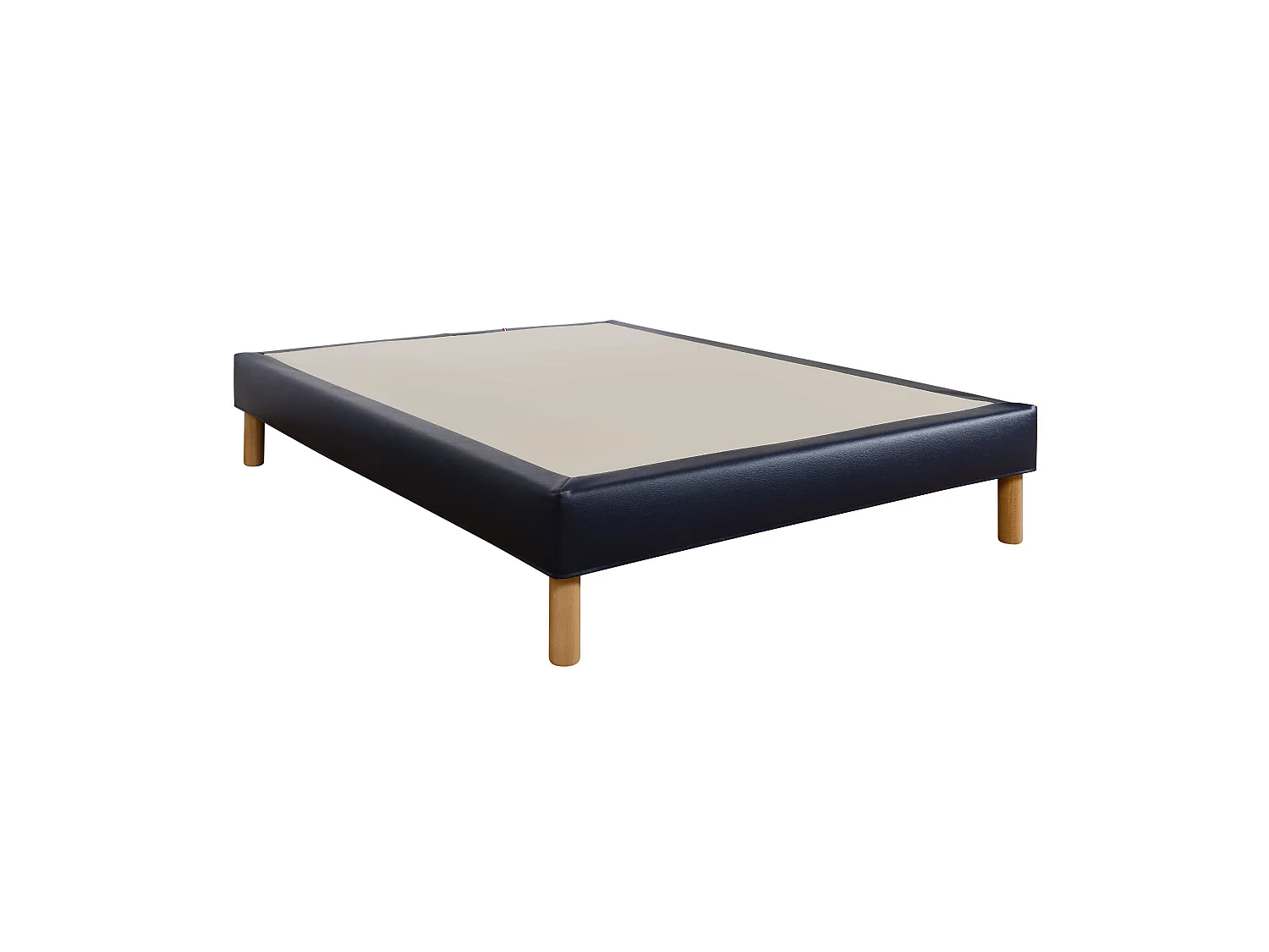 Cache-sommier intégral simili cuir bleu marine 90x190
