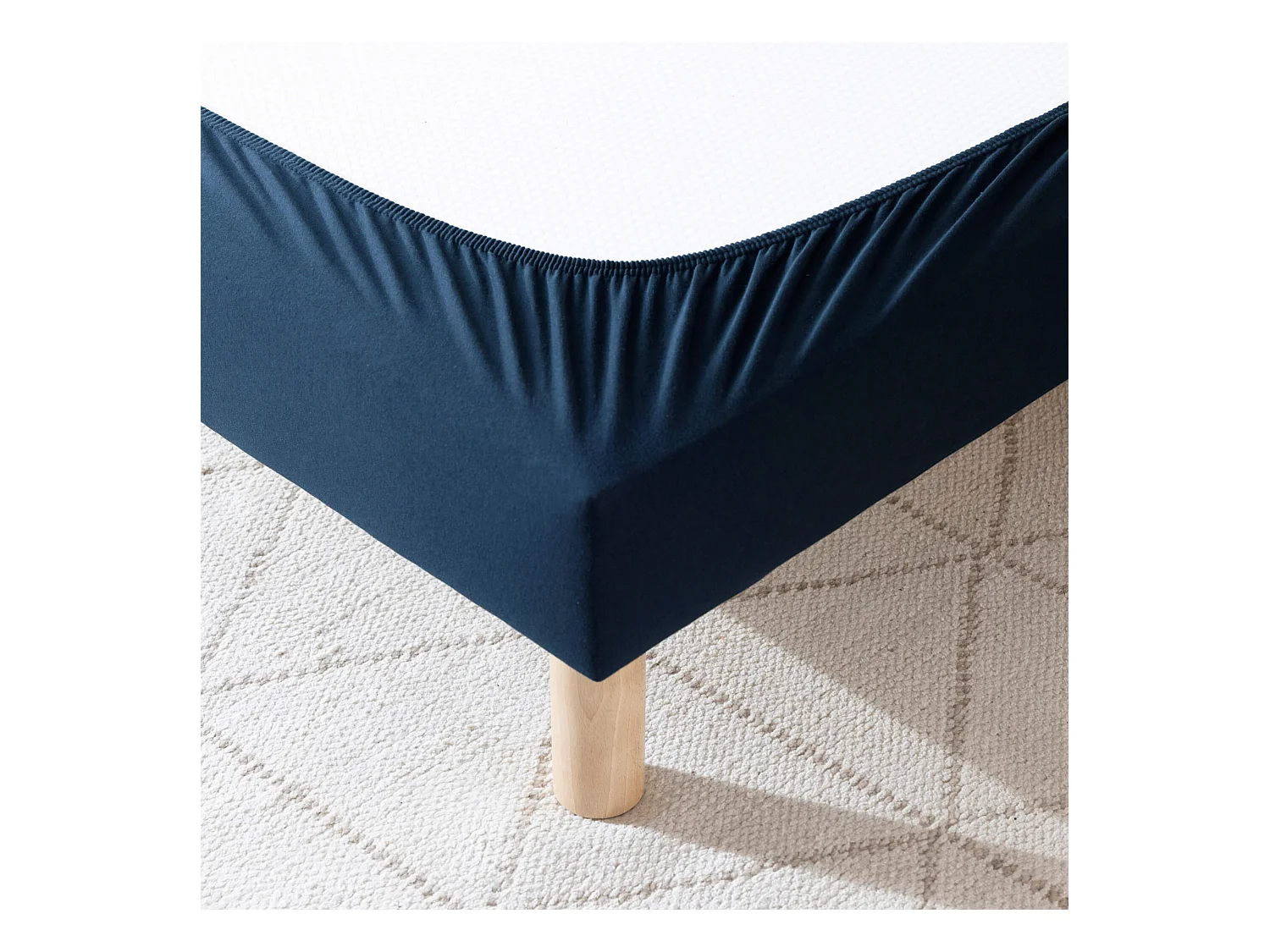 Cache-sommier coton jersey bleu marine 130x190