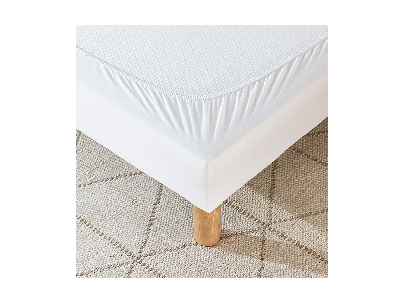 Cache-sommier coton jersey blanc 160x190 à 180x200