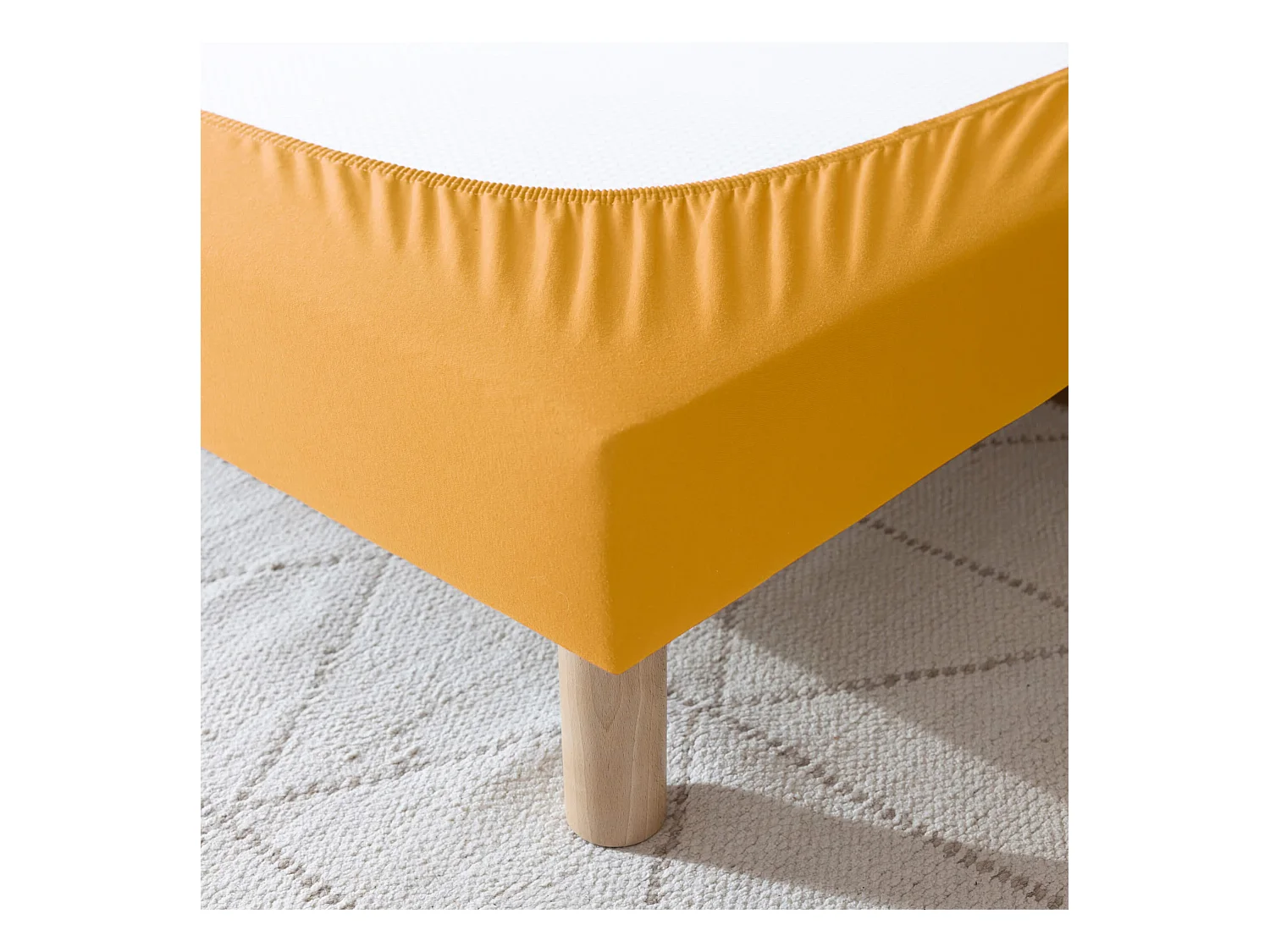 Cache-sommier coton jersey jaune moutarde 110x200