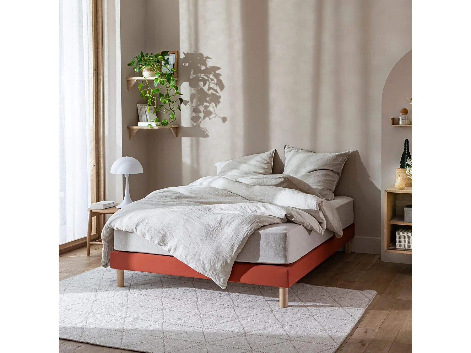 Cache-sommier coton jersey terre de sienne 90x190/200