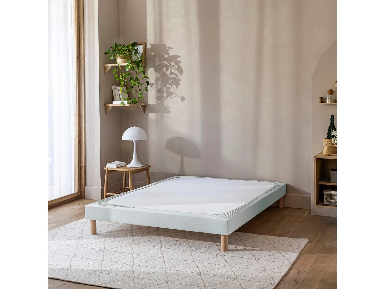 Cache-sommier coton jersey gris 150x190