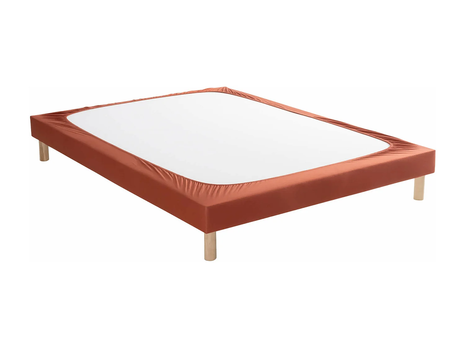 Cache-sommier coton jersey terre de sienne 100x200