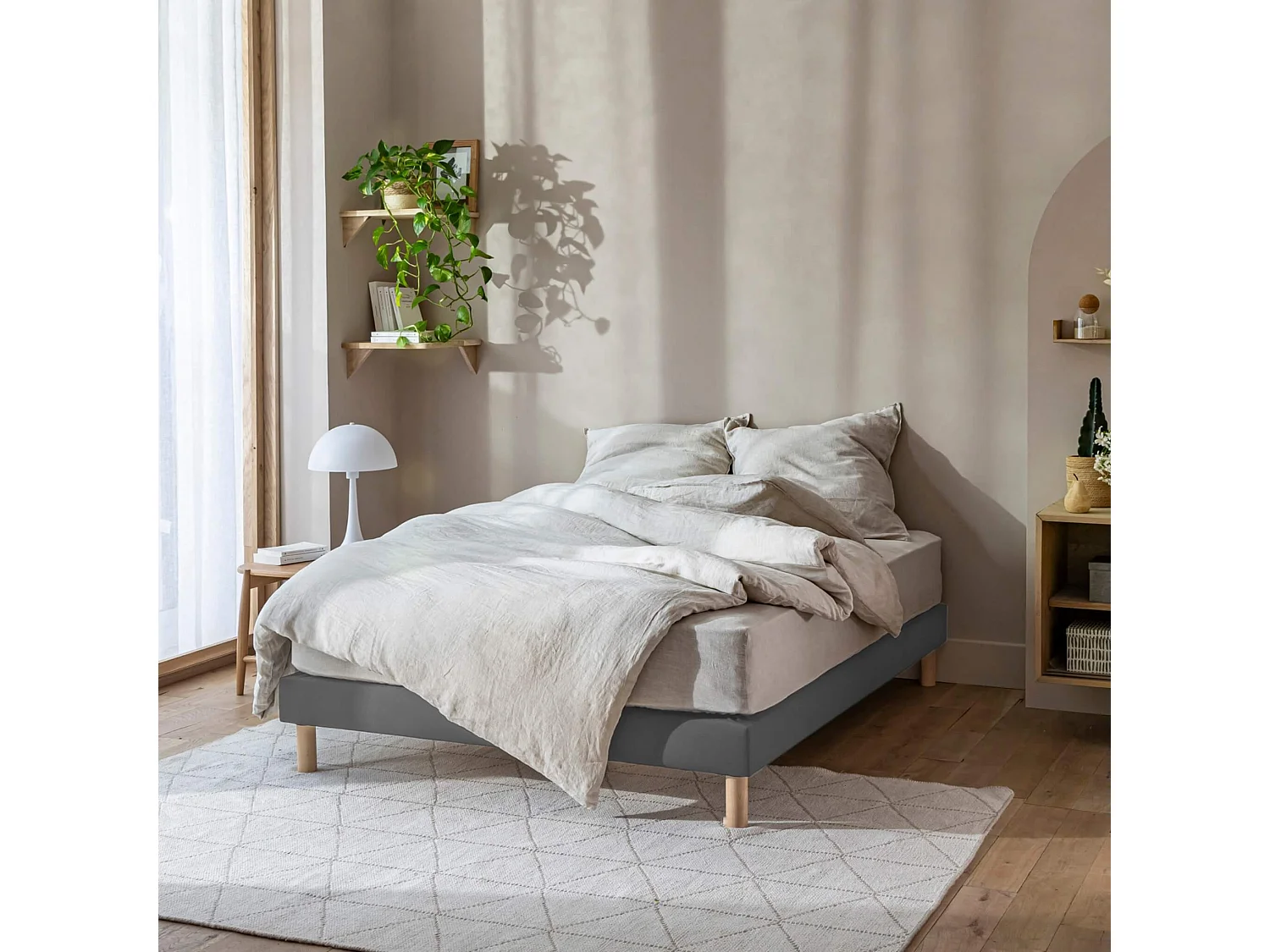 Cache-sommier coton jersey anthracite 70x190 à 80x200