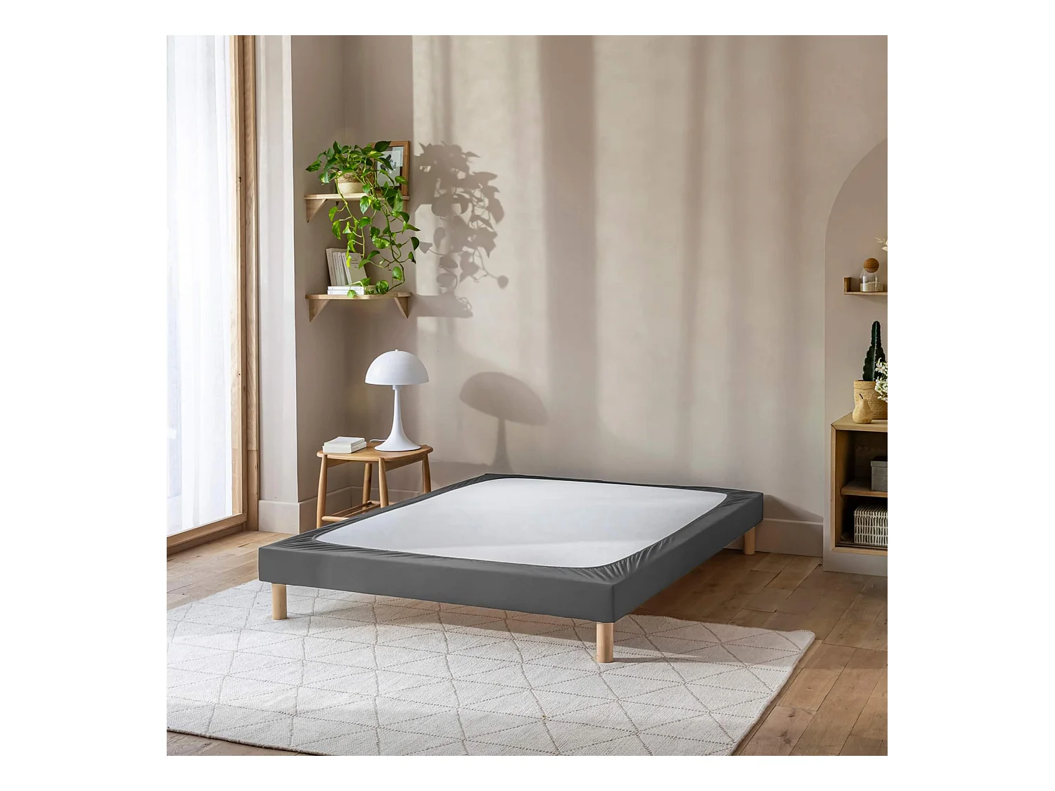 Cache-sommier coton jersey anthracite 180x190