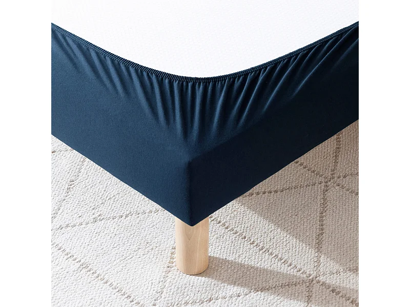 Cache-sommier coton jersey bleu marine 180x200