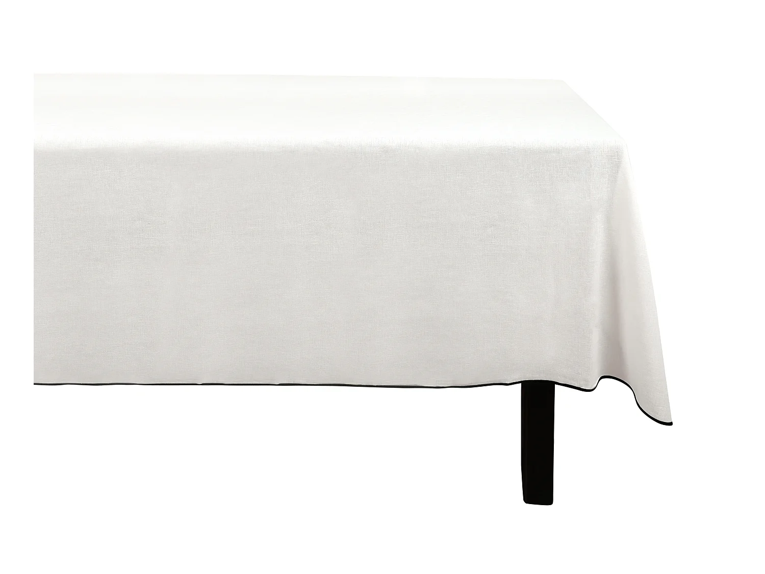 Tovaglia 170 x 300 cm in Cotone e Lino con bordo Nero Bianco sporco - BORINA