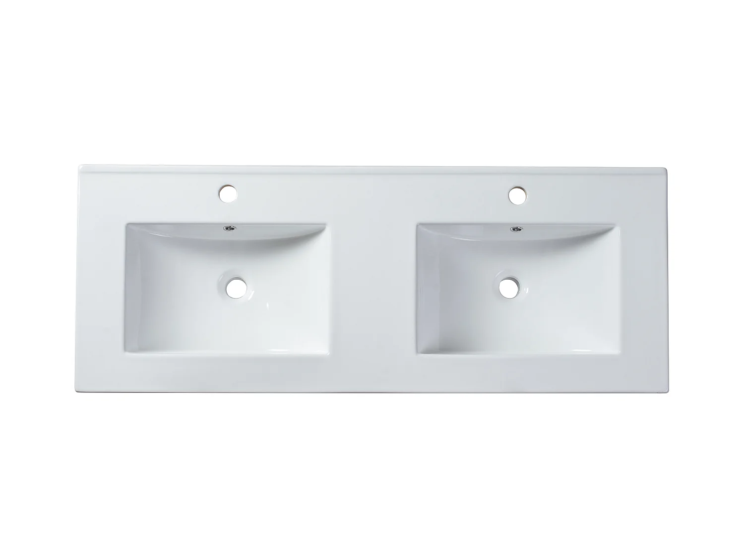 Hvit innebygd firkantet keramikkvask - 122 x 46,5 cm - MOTIAC