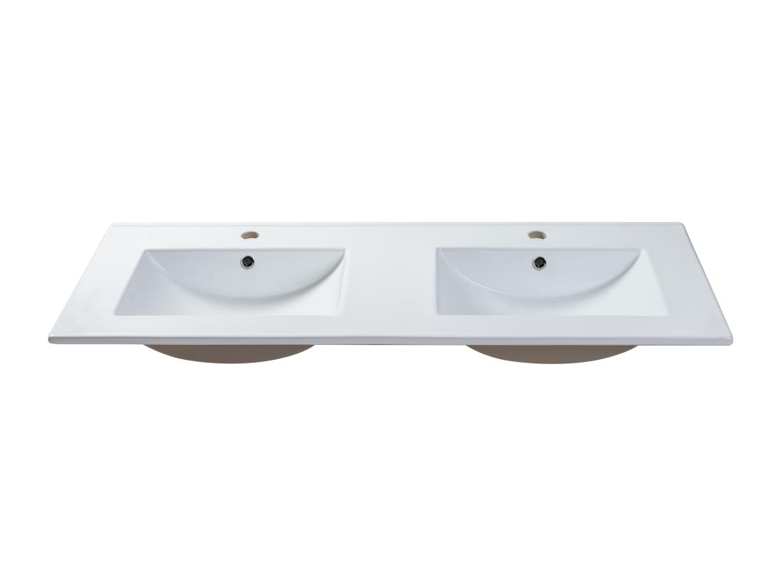vente unique Vasque à encastrer blanche rectangle en céramique - 122 x 46 5 cm - MOTIAC