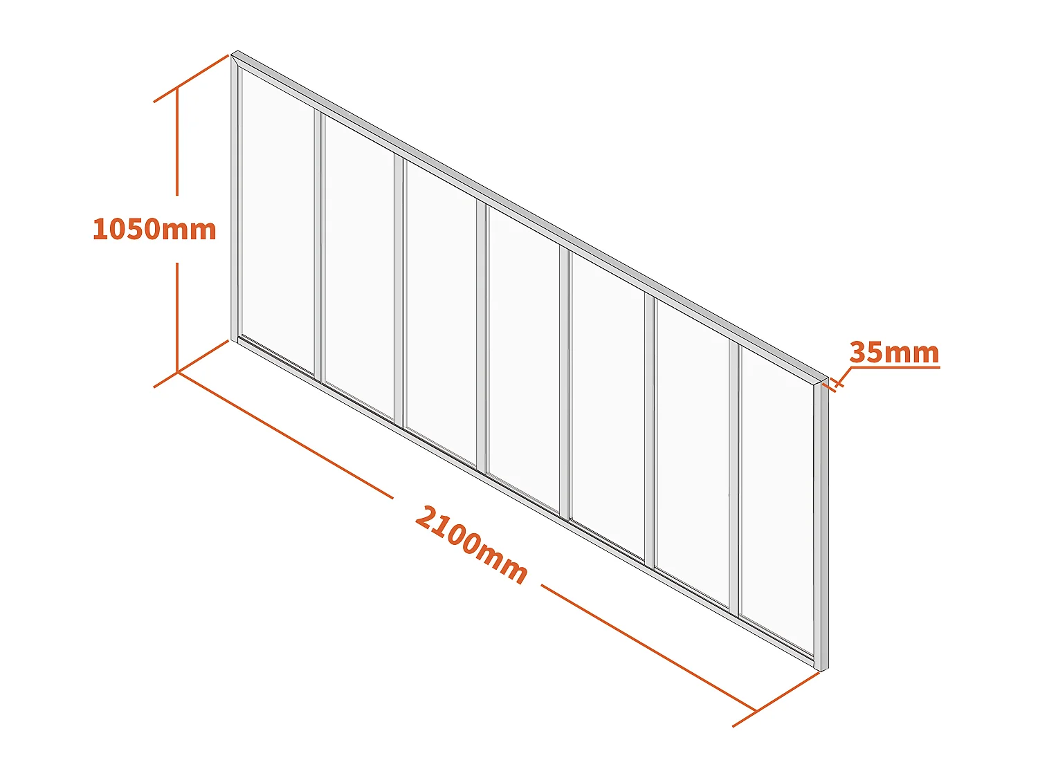 Cristalera atelier de aluminio termolacado - 210x105 cm - blanco - BAYVIEW