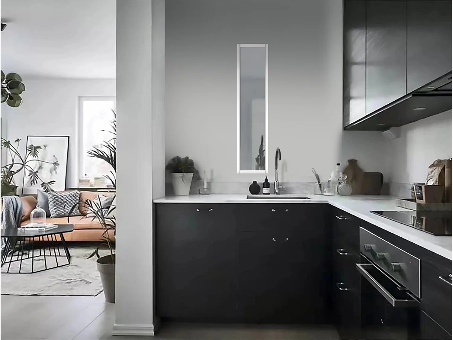 Glazen werkplaatsraam van gepoedercoat aluminium - 30 x 130 cm - Wit - BAYVIEW