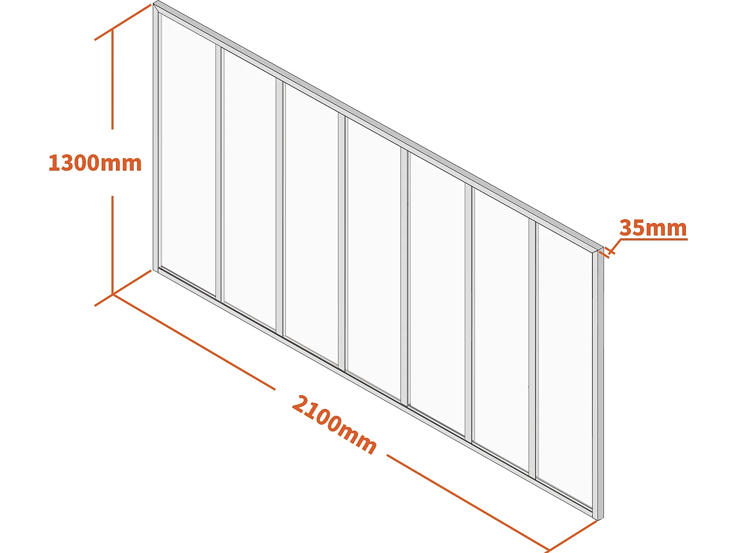 Binnenraam van aluminium met poedercoating - 210 x 130 cm - Wit - BAYVIEW